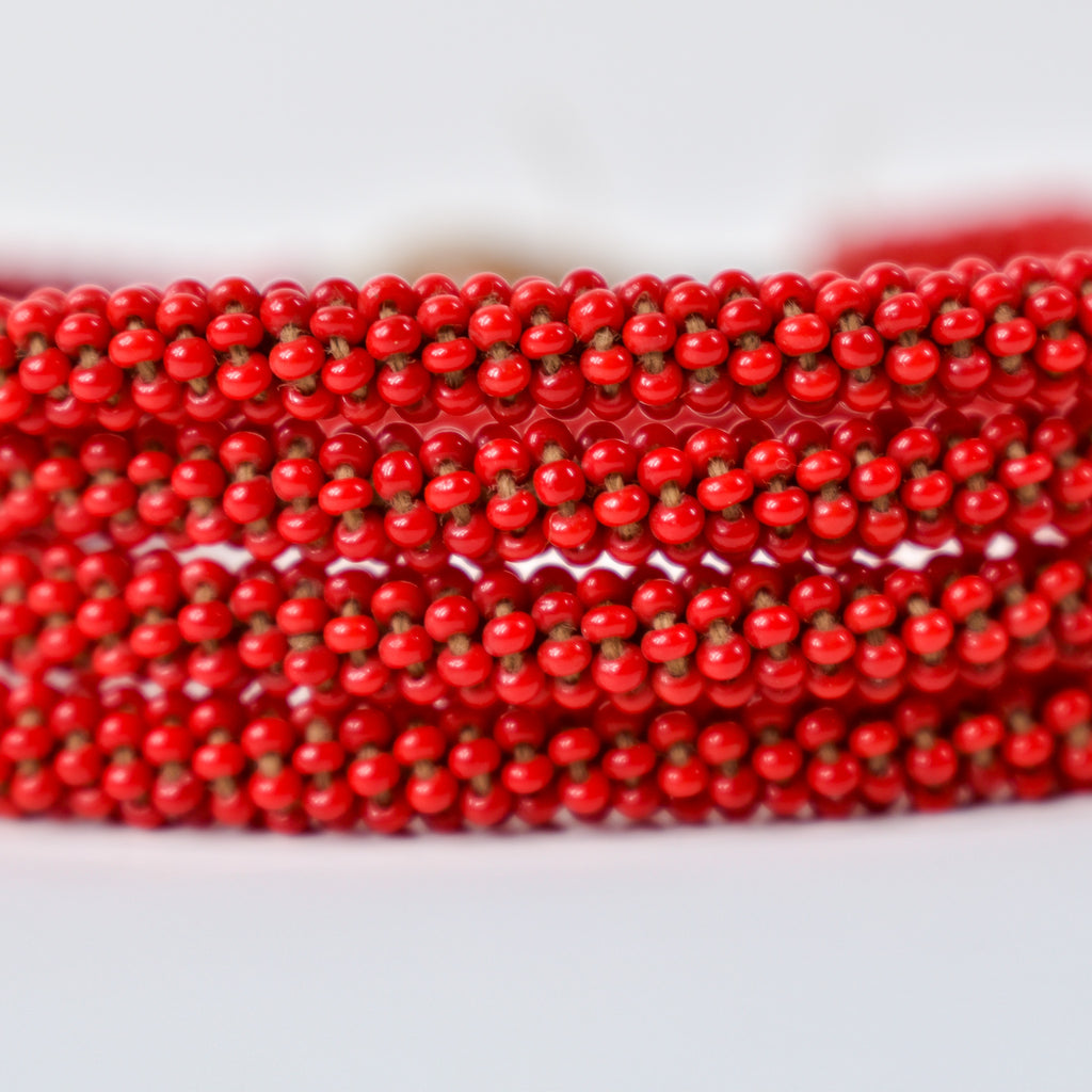 Fulani Beaded Necklace Red Nigeria 30 Inch