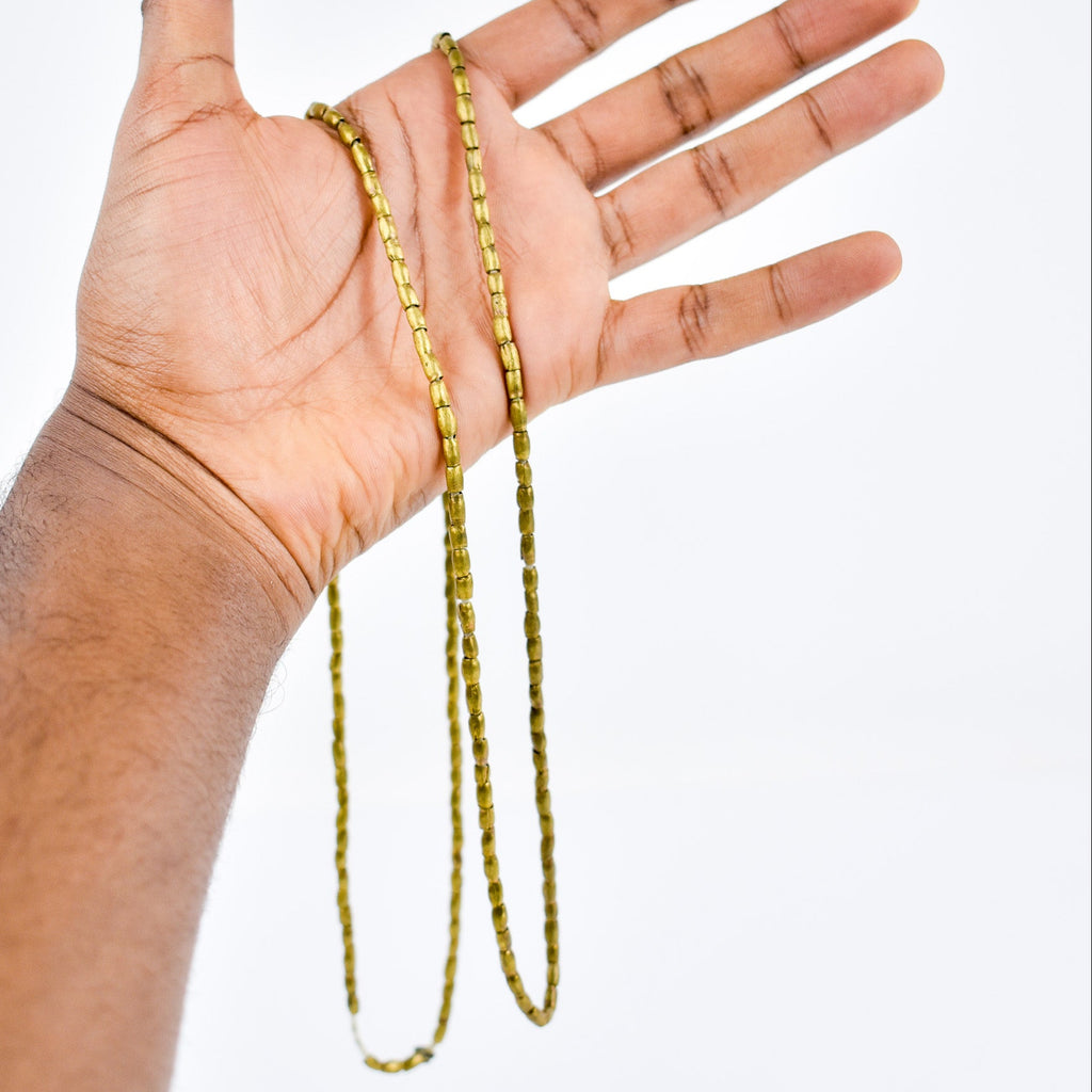 6 Strands Brass Color Beads Ethiopia 32 Inch