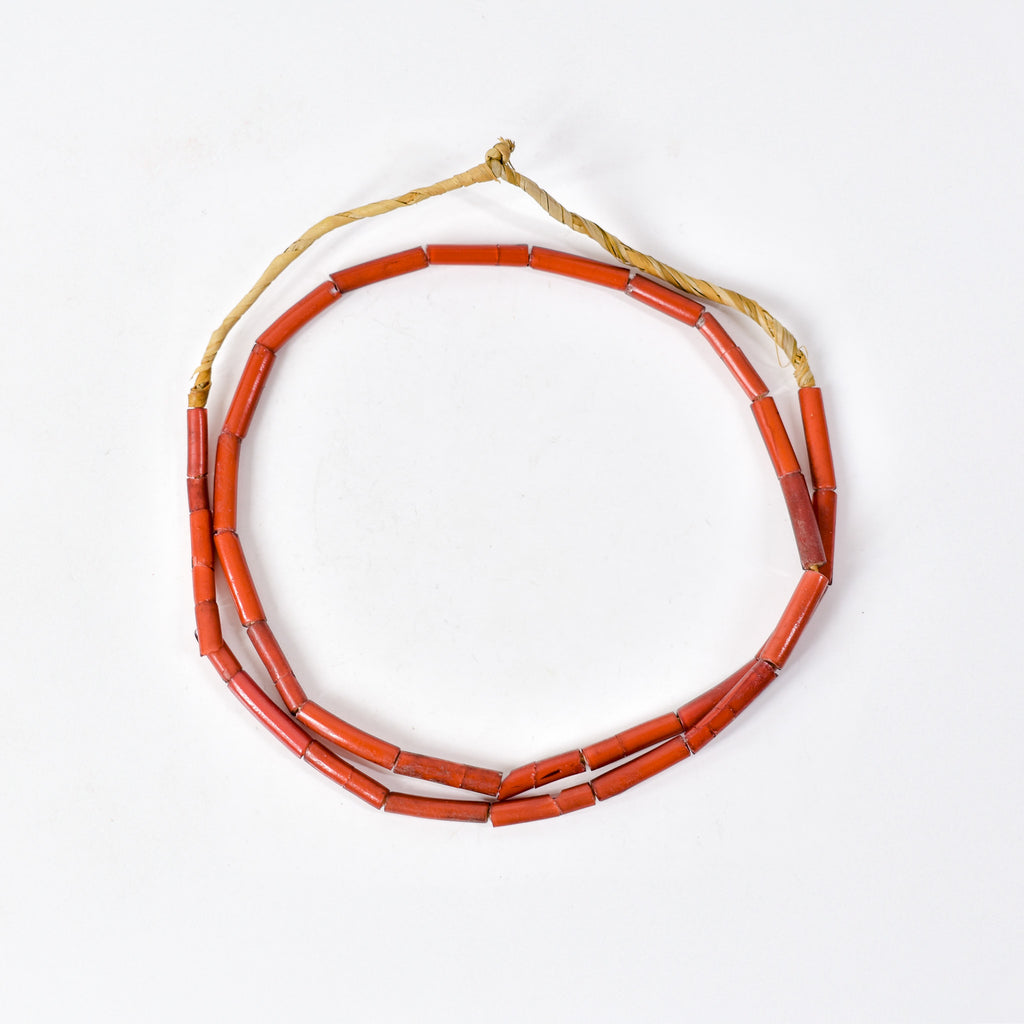 White Heart Cylinder Venetian Orange Trade Beads