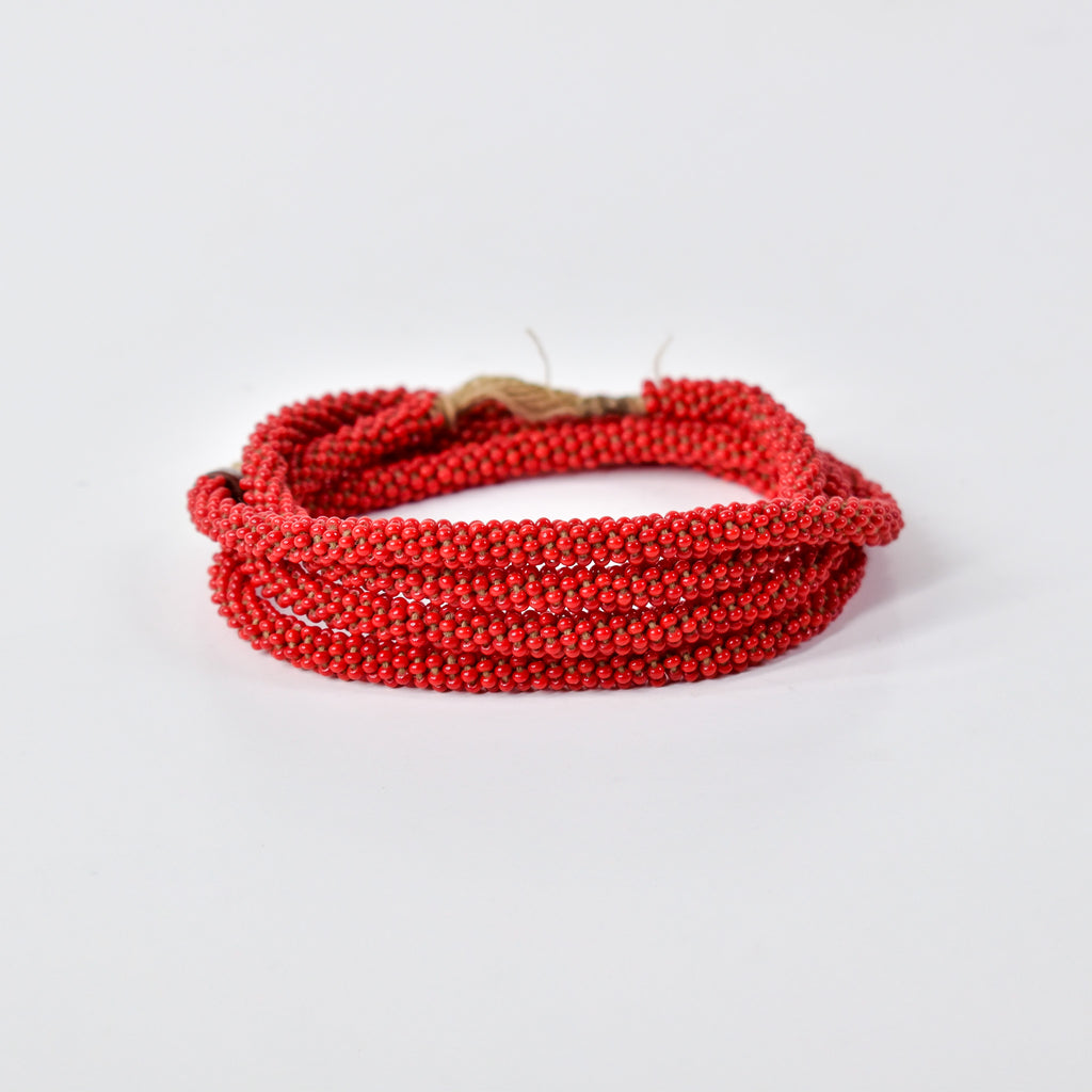 Fulani Beaded Necklace Red Nigeria 30 Inch