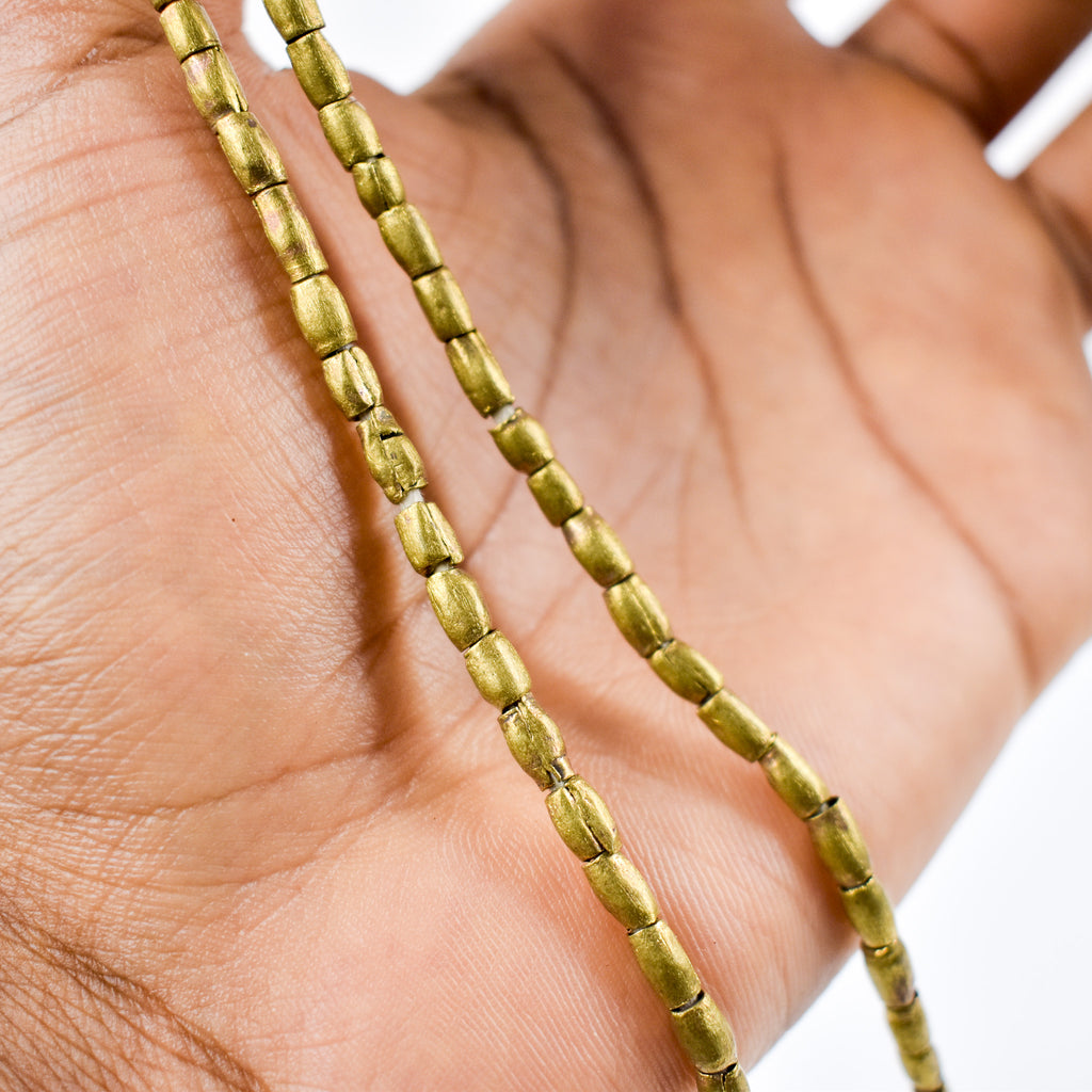 6 Strands Brass Color Beads Ethiopia 32 Inch