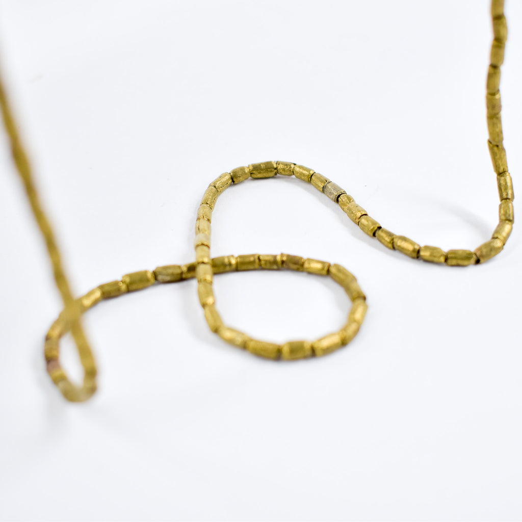6 Strands Brass Color Beads Ethiopia 32 Inch
