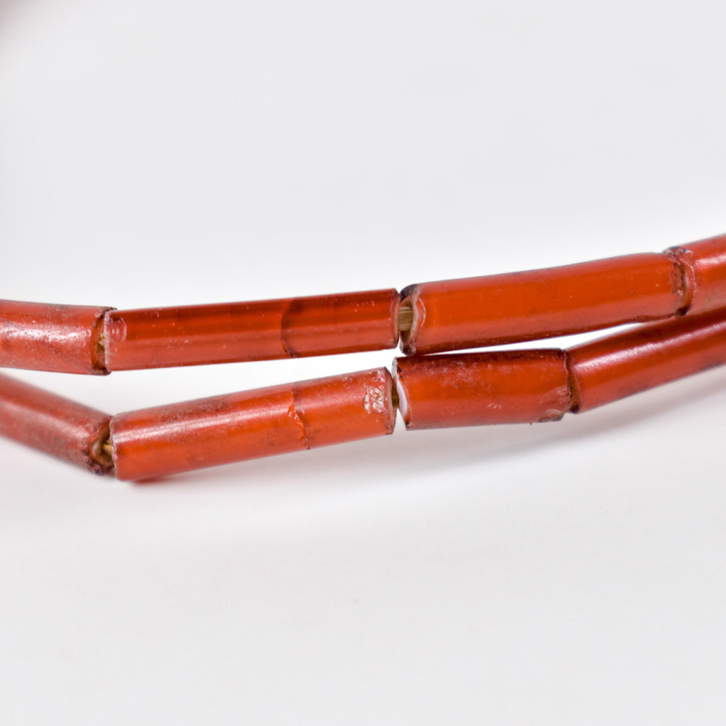 White Heart Cylinder Venetian Orange Trade Beads