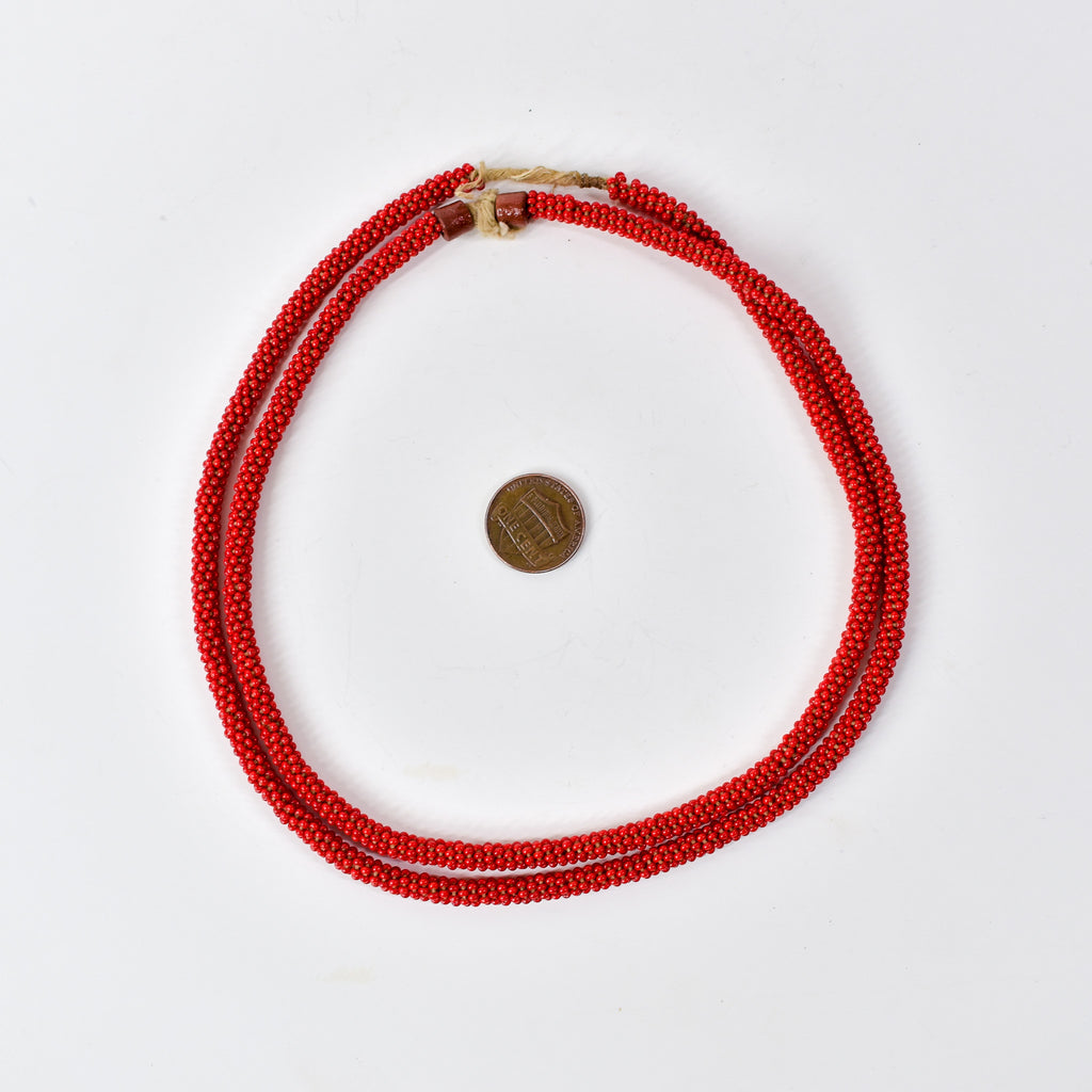Fulani Beaded Necklace Red Nigeria 30 Inch