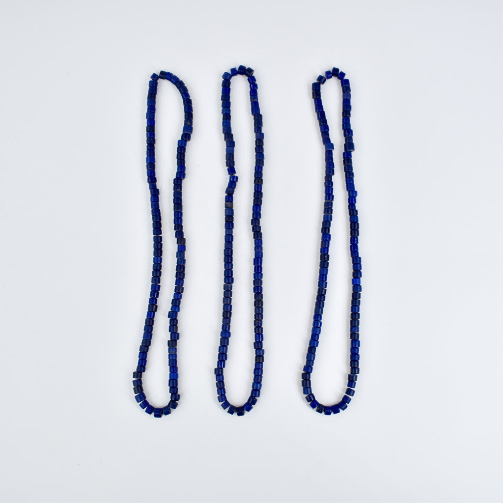 3 Strands Old Bohemian Flat Ended Blue Trade Beads Czech