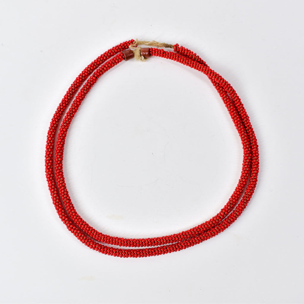 Fulani Beaded Necklace Red Nigeria 30 Inch