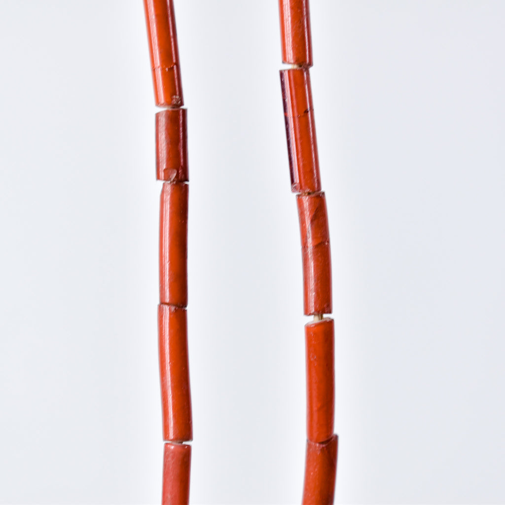 White Heart Cylinder Venetian Orange Trade Beads