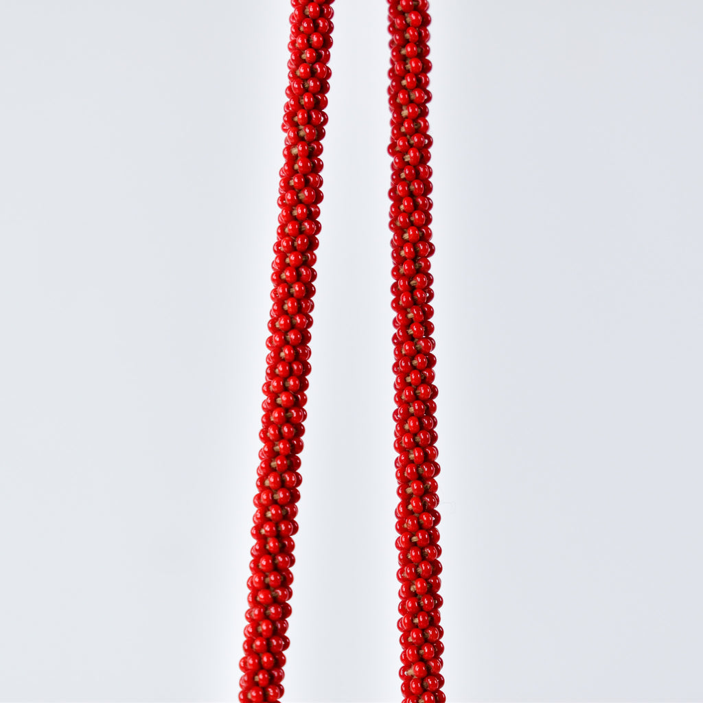 Fulani Beaded Necklace Red Nigeria 30 Inch
