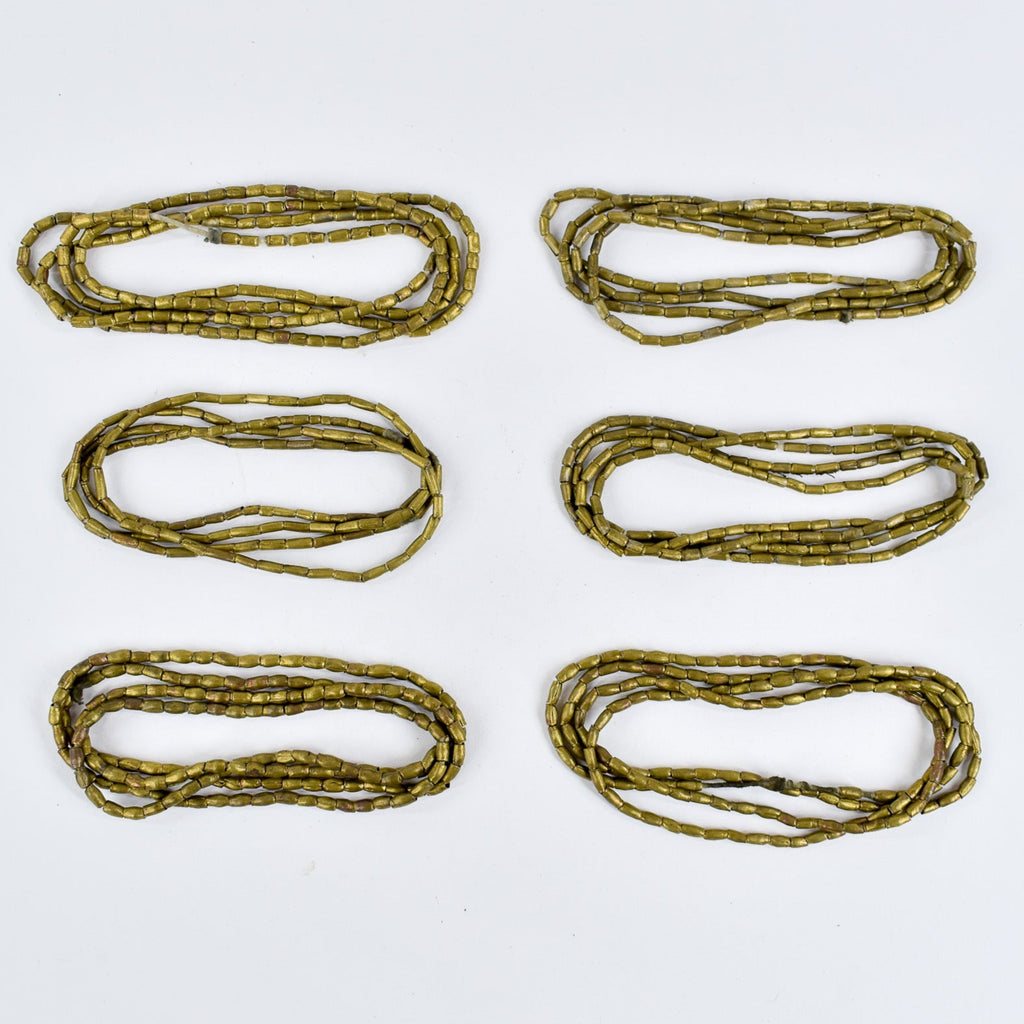 6 Strands Brass Color Beads Ethiopia 32 Inch