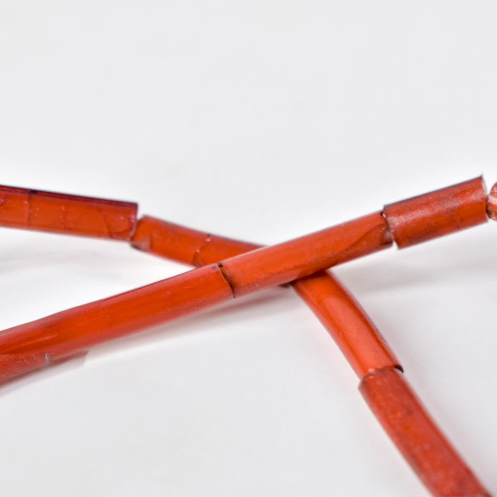 White Heart Cylinder Venetian Orange Trade Beads