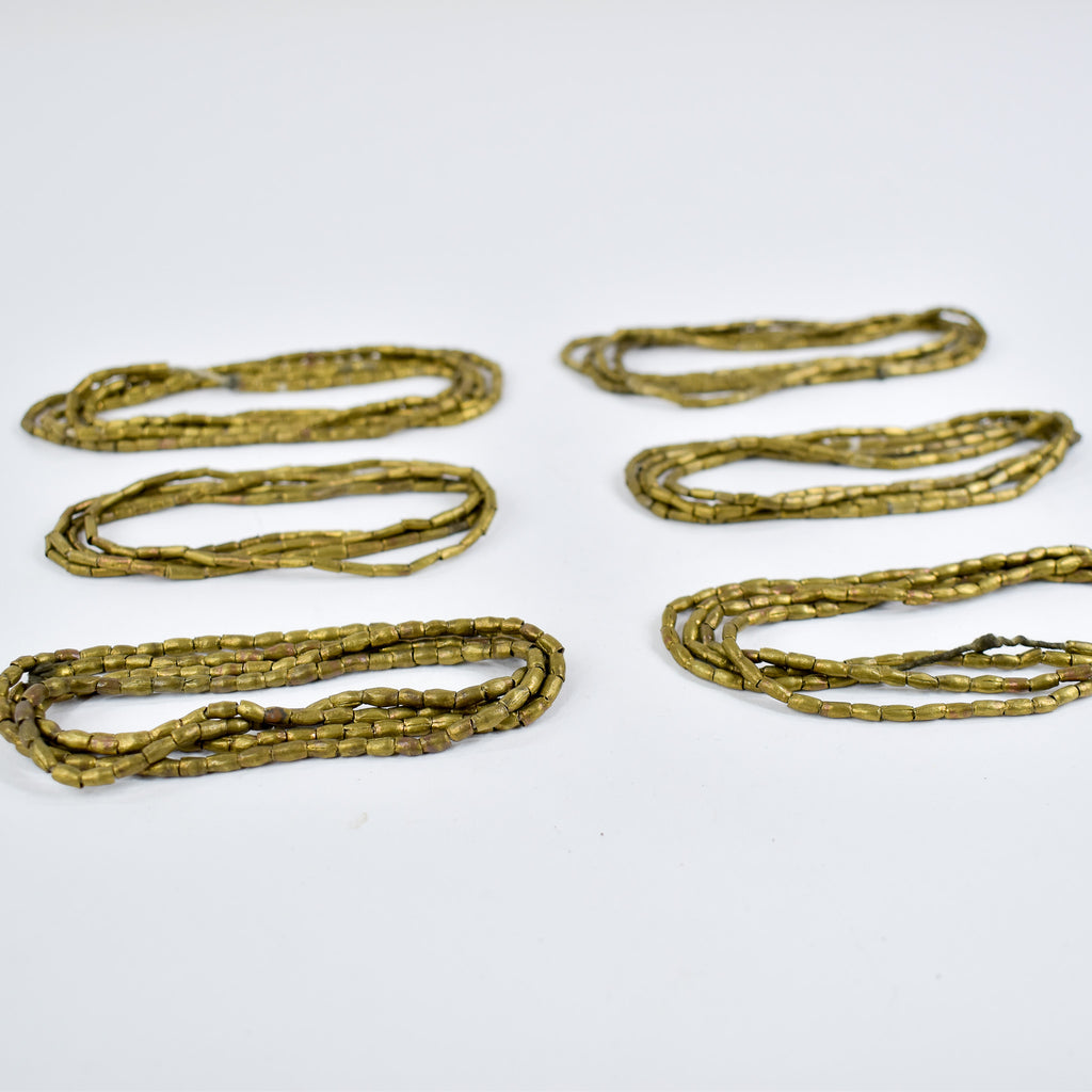 6 Strands Brass Color Beads Ethiopia 32 Inch