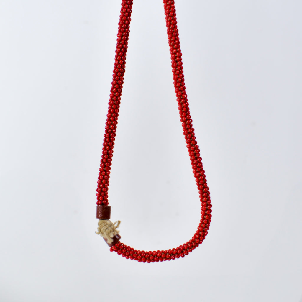 Fulani Beaded Necklace Red Nigeria 30 Inch