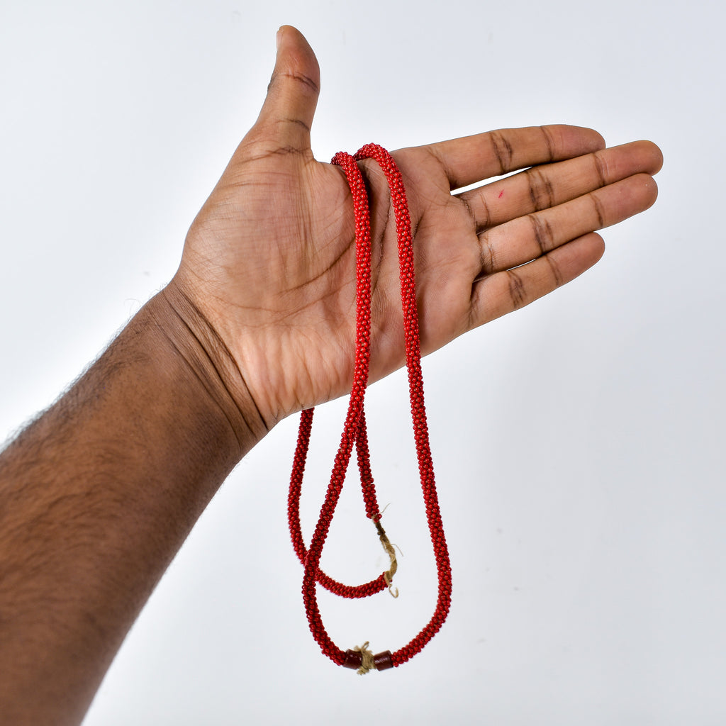 Fulani Beaded Necklace Red Nigeria 30 Inch
