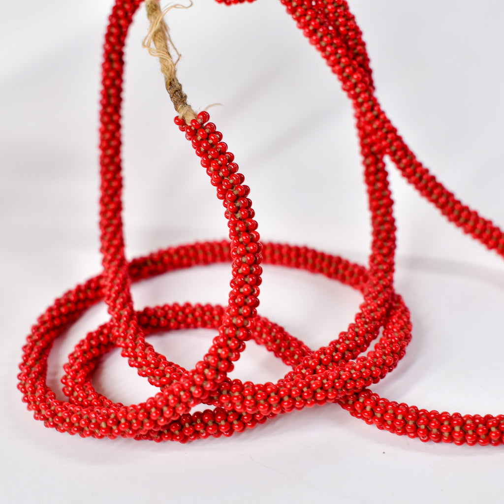 Fulani Beaded Necklace Red Nigeria 30 Inch