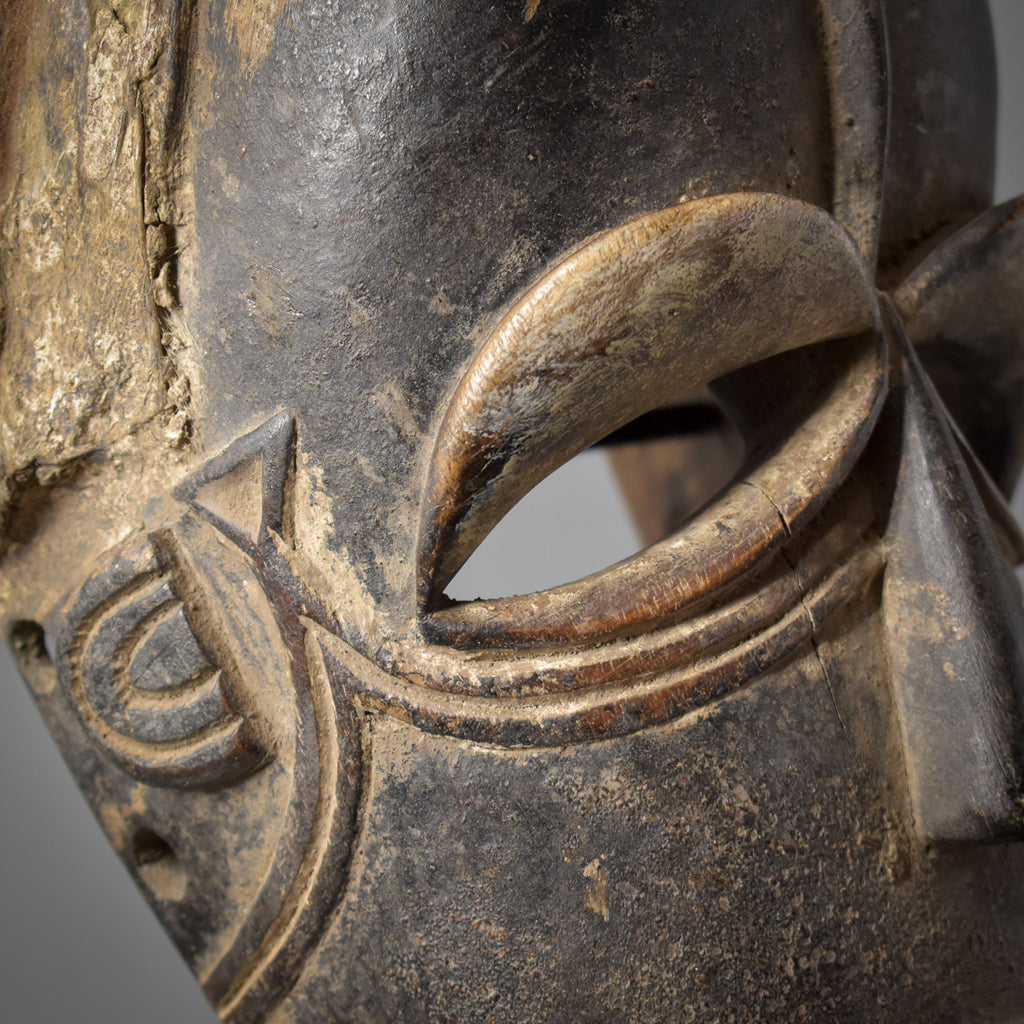 Bété Carved Wood Gre Mask With Fur Côte d'Ivoire