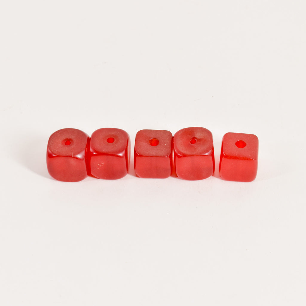 5 Cherry Red Resin Cube Beads Mauritania