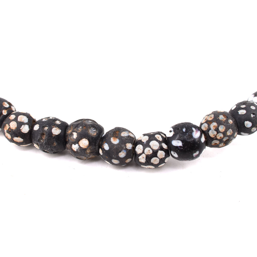 Black Skunks Excavated Venetian Trade Beads 30 Inches