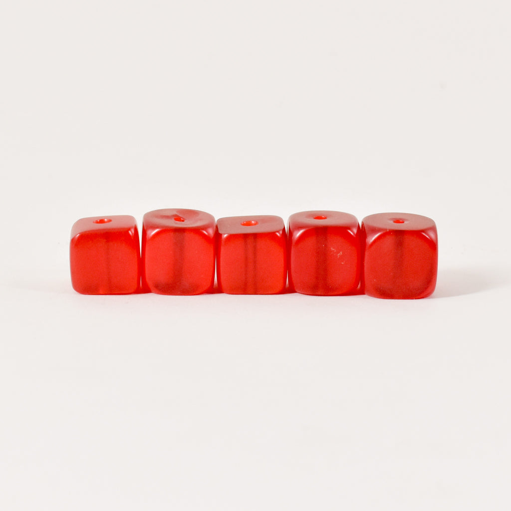 5 Cherry Red Resin Cube Beads Mauritania