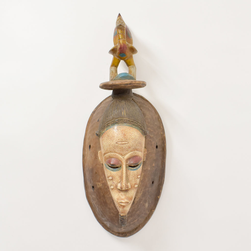 Guro Figural Portrait Mask With Bird Côte d'Ivoire