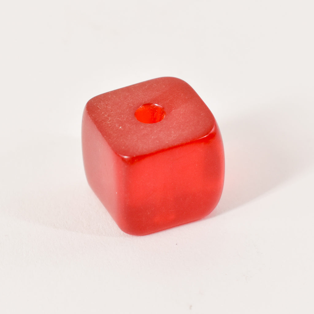 5 Cherry Red Resin Cube Beads Mauritania