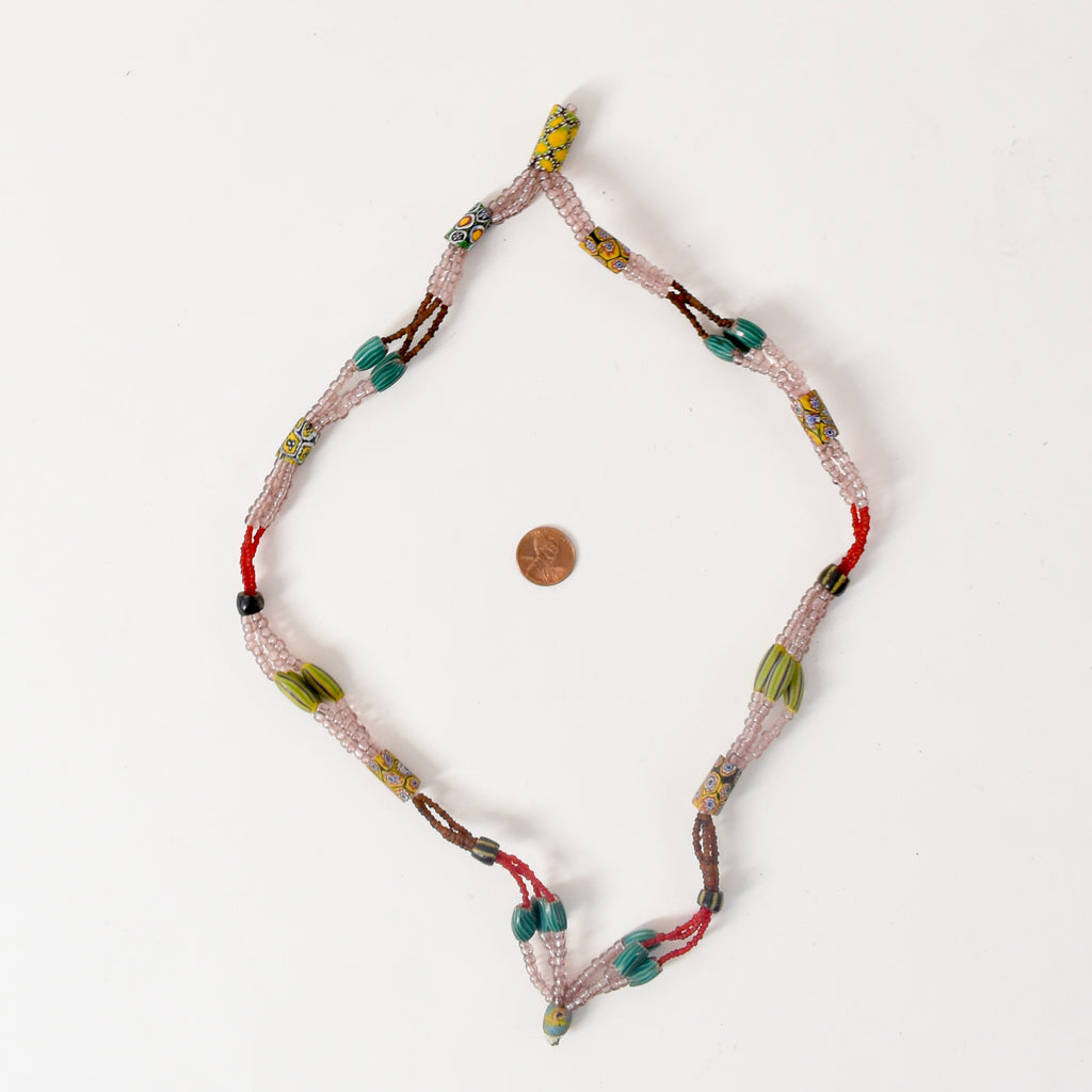 Watermelon Millefiori Trade Bead Necklace