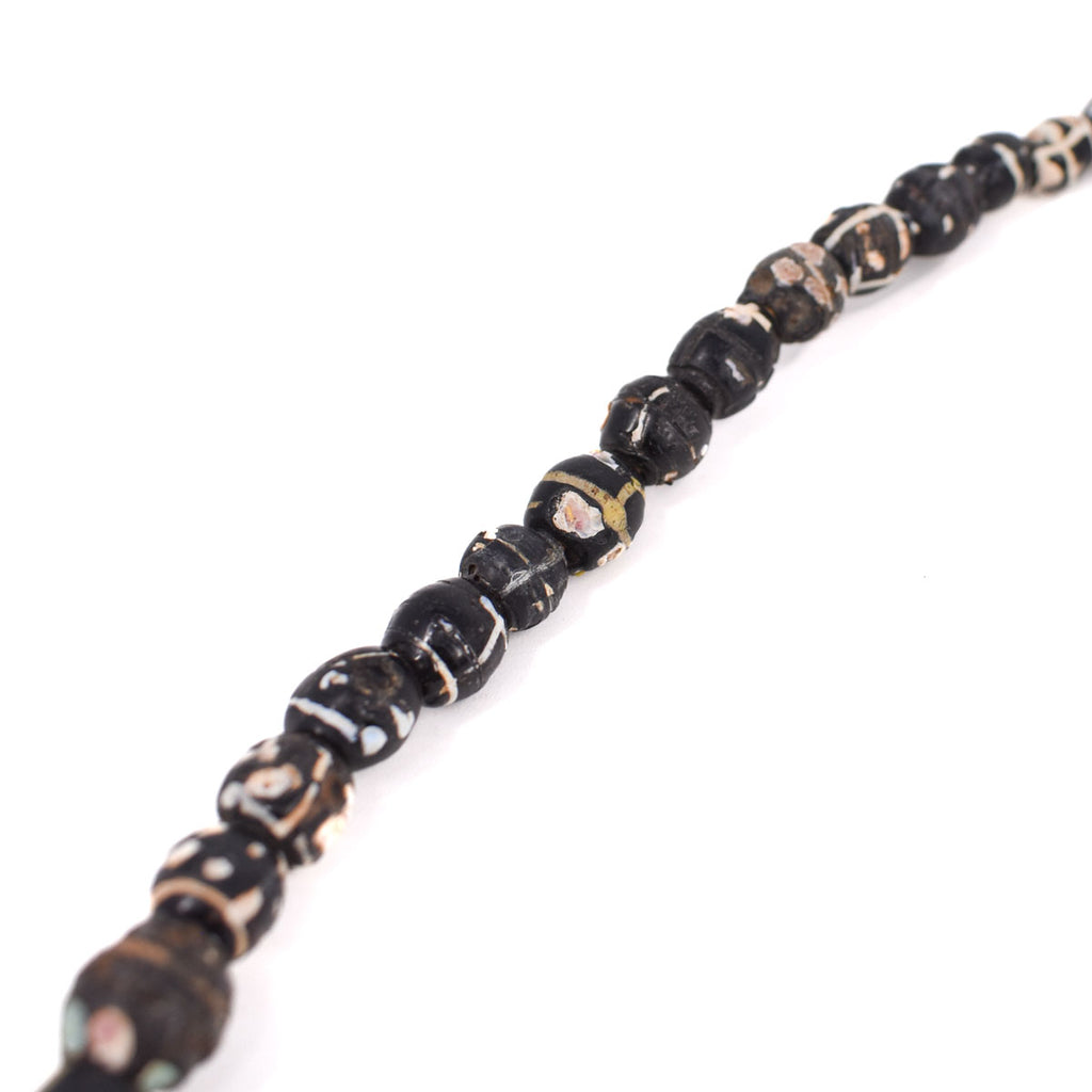 Black Skunks Excavated Venetian Trade Beads 30 Inch