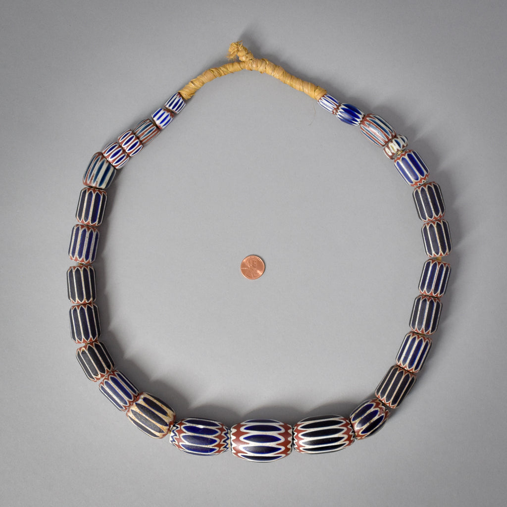 Six Layer Chevron Venetian Trade Beads 34 Inch