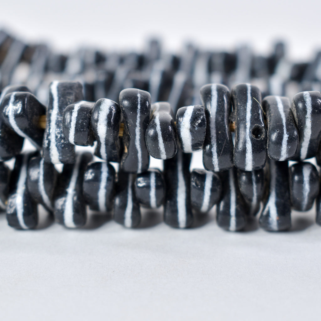Czech Black and White Lozenge Trade Beads 30 Inch