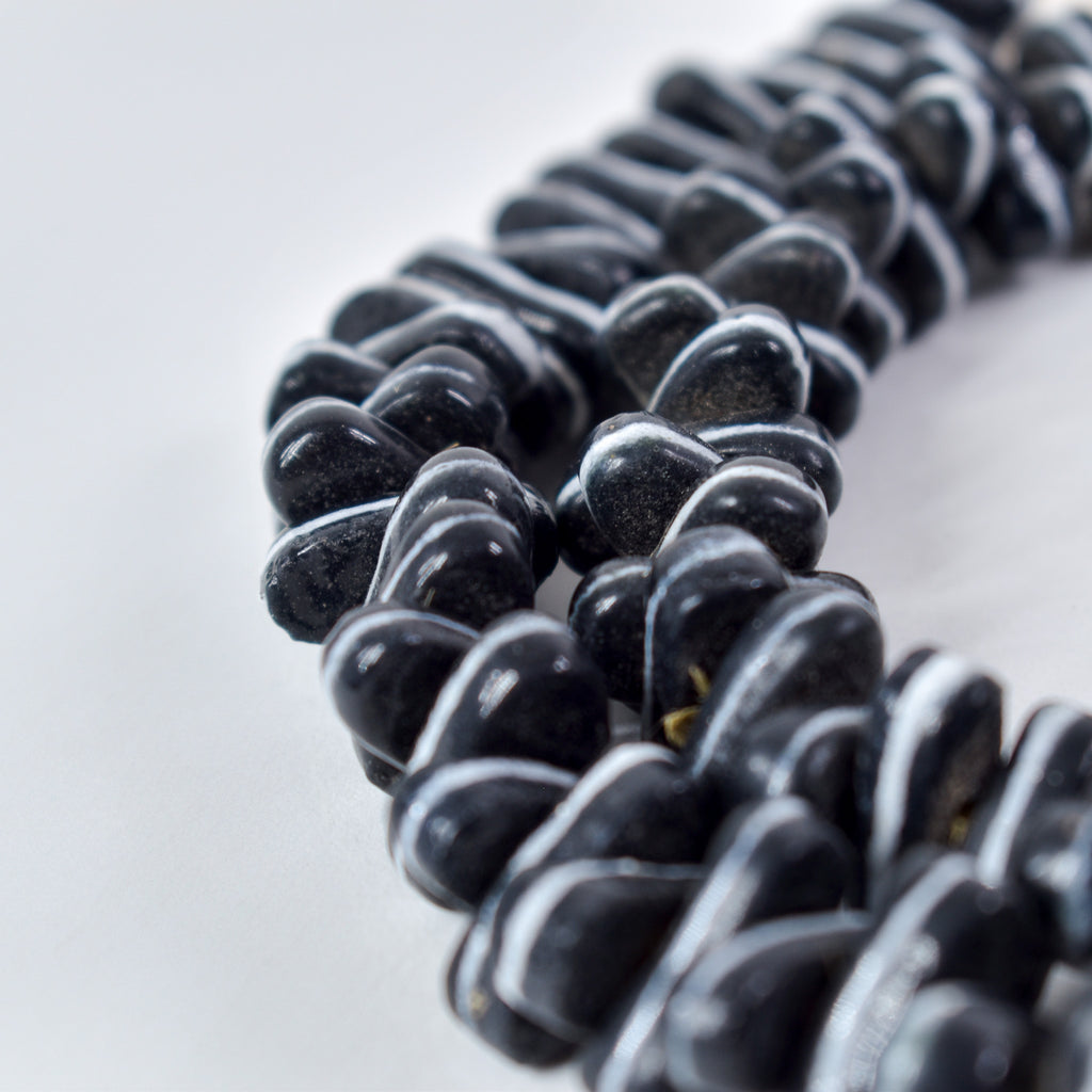 Czech Black and White Lozenge Trade Beads 30 Inch