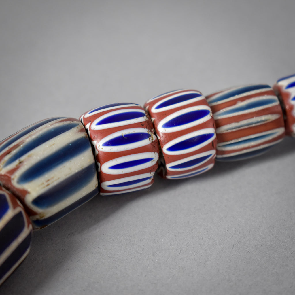 Six Layer Chevron Venetian Trade Beads 34 Inch