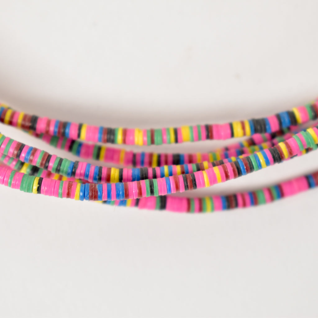 3 Pastel Rainbow Vulcanite "Vinyl" Heishi Trade Beads 32 Inch