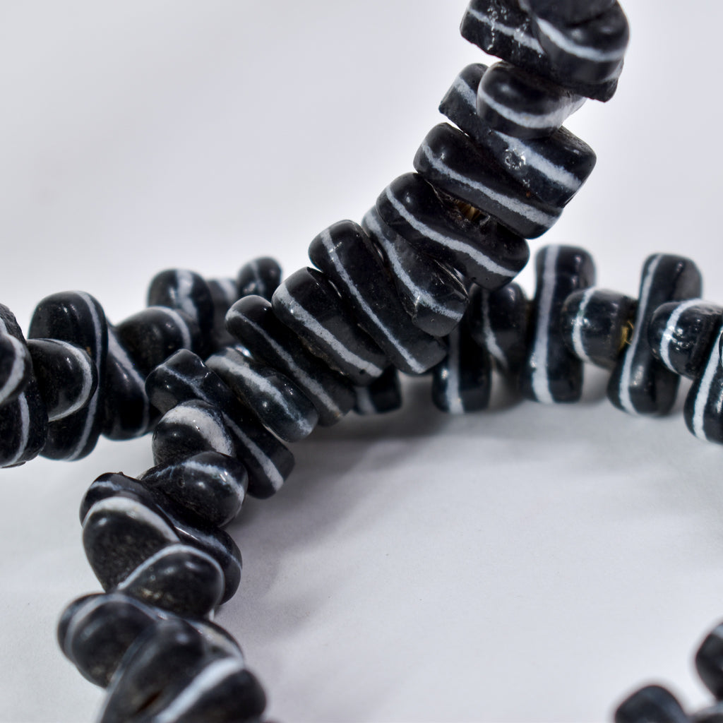 Czech Black and White Lozenge Trade Beads 30 Inch