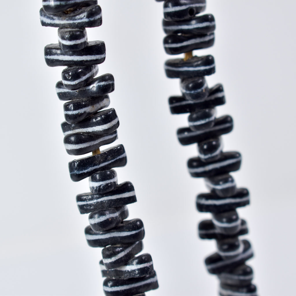Czech Black and White Lozenge Trade Beads 30 Inch