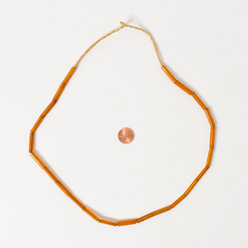 Rare Orange Translucent Bohemian Cylinder Trade Beads