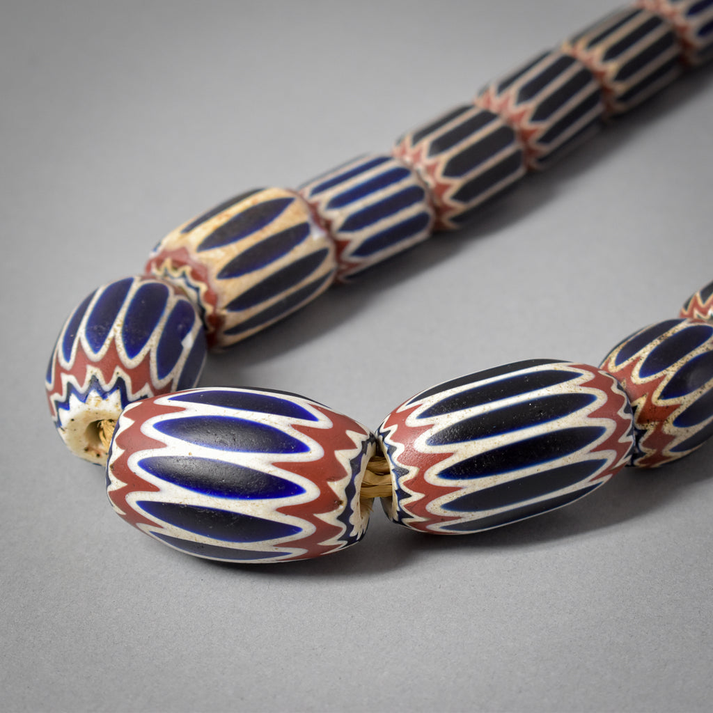 Six Layer Chevron Venetian Trade Beads 34 Inch