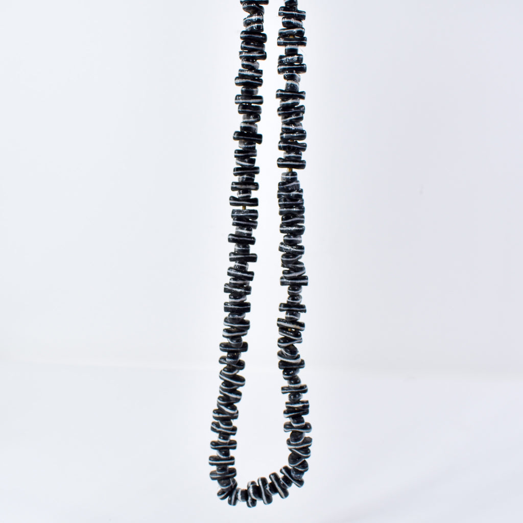 Czech Black and White Lozenge Trade Beads 30 Inch