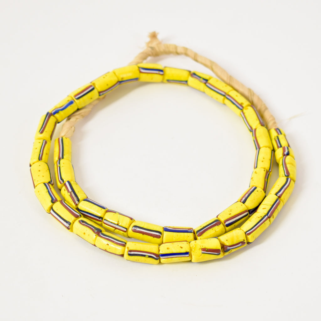 Striped Yellow Venetian Mixed Trade Beads