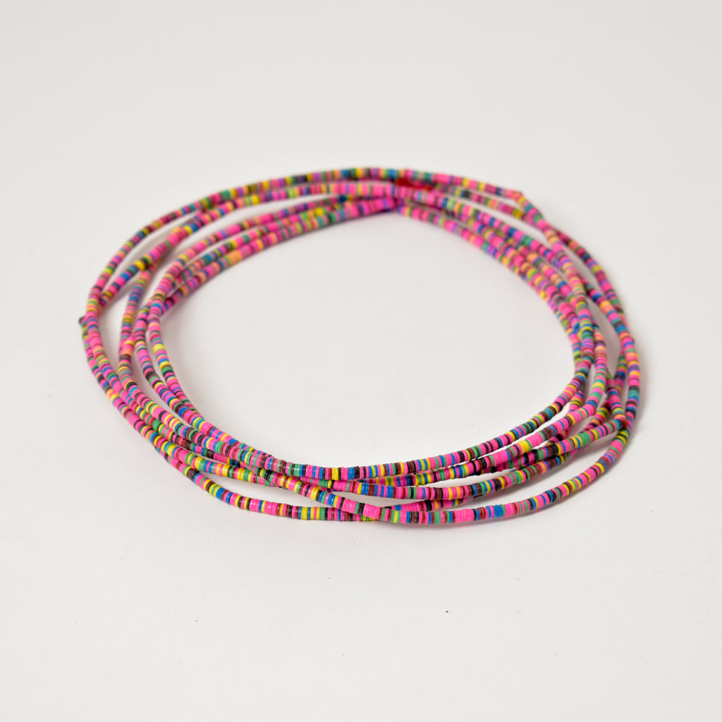 3 Pastel Rainbow Vulcanite "Vinyl" Heishi Trade Beads 32 Inch