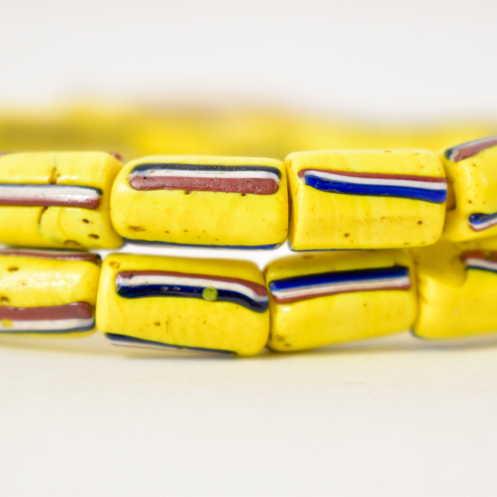 Striped Yellow Venetian Mixed Trade Beads