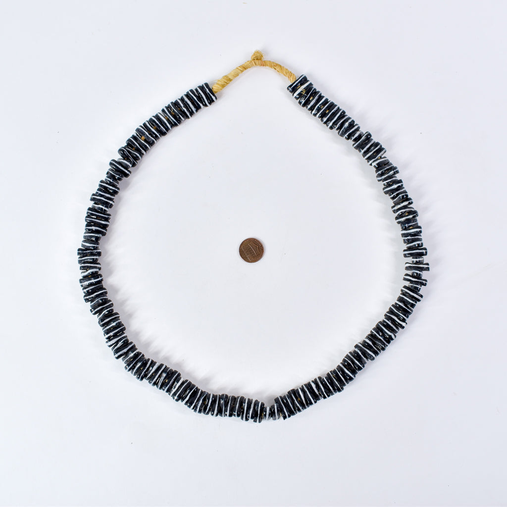 Czech Black and White Lozenge Trade Beads 30 Inch