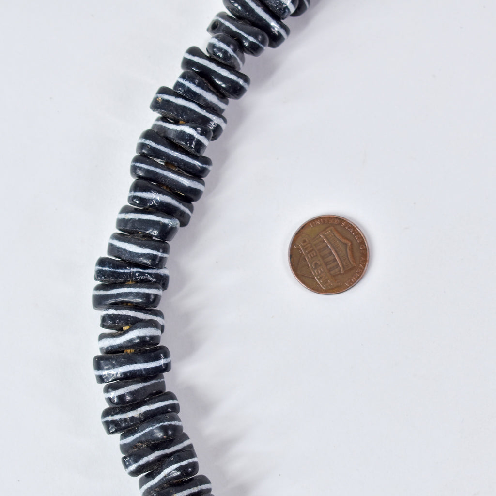 Czech Black and White Lozenge Trade Beads 30 Inch