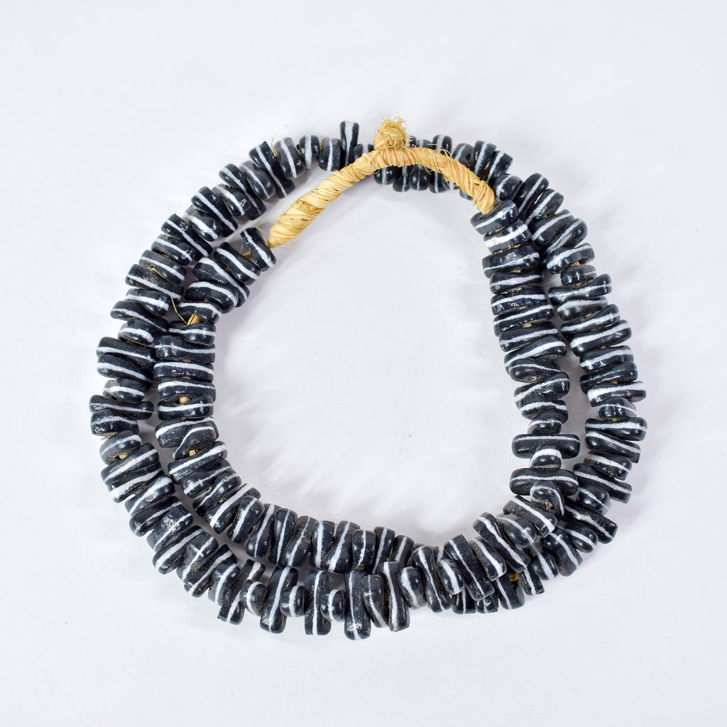 Czech Black and White Lozenge Trade Beads 30 Inch