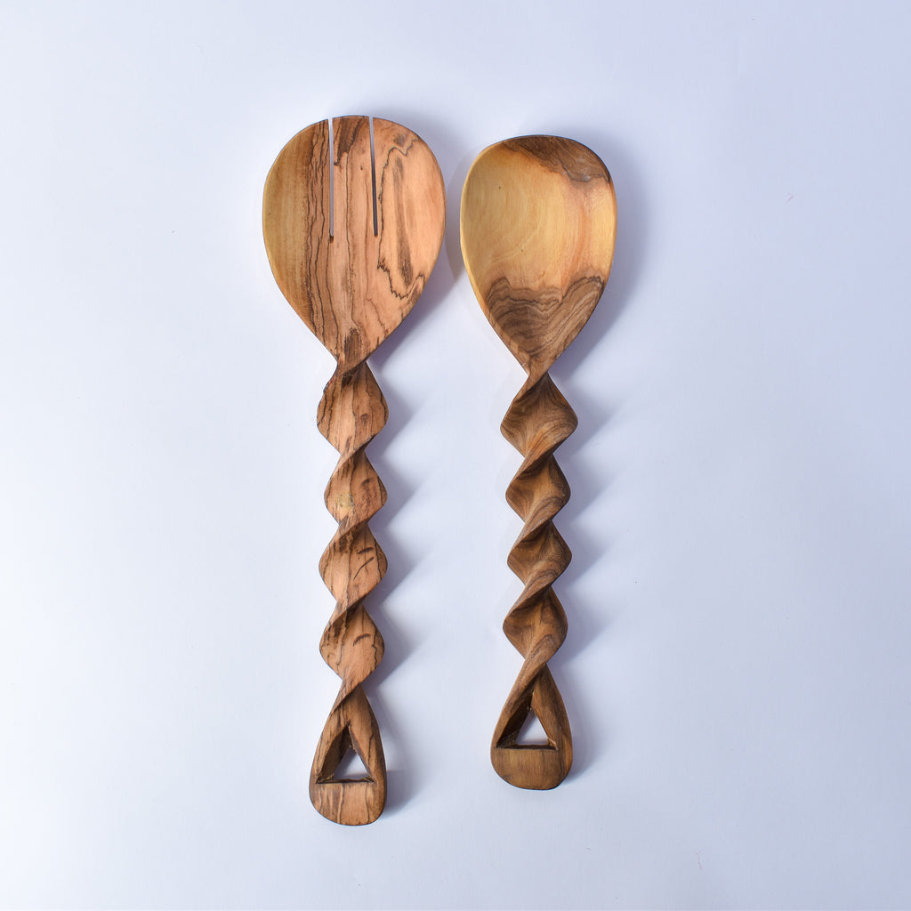 Maasai Olivewood Serving Spoon Set Kenya