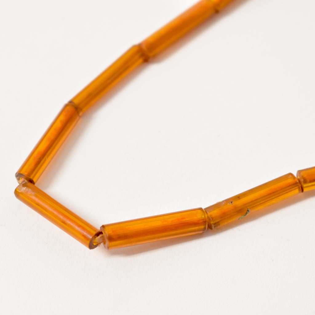 Rare Orange Translucent Bohemian Cylinder Trade Beads