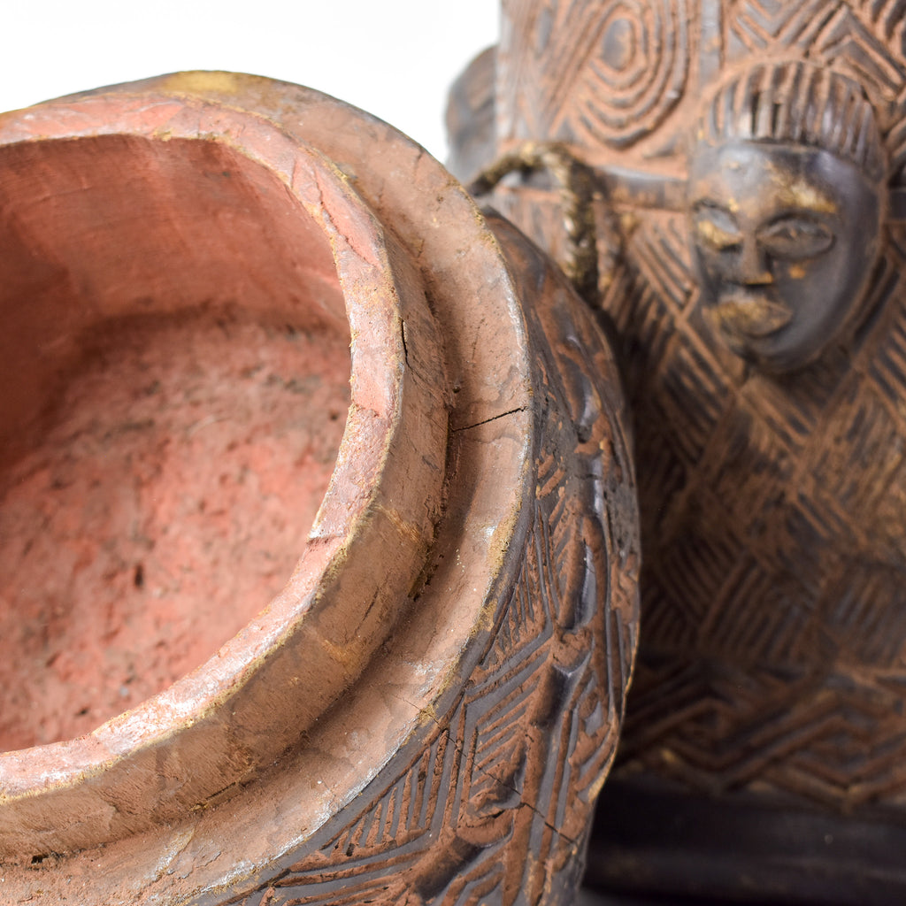 Kuba Wood Figural Container Congo