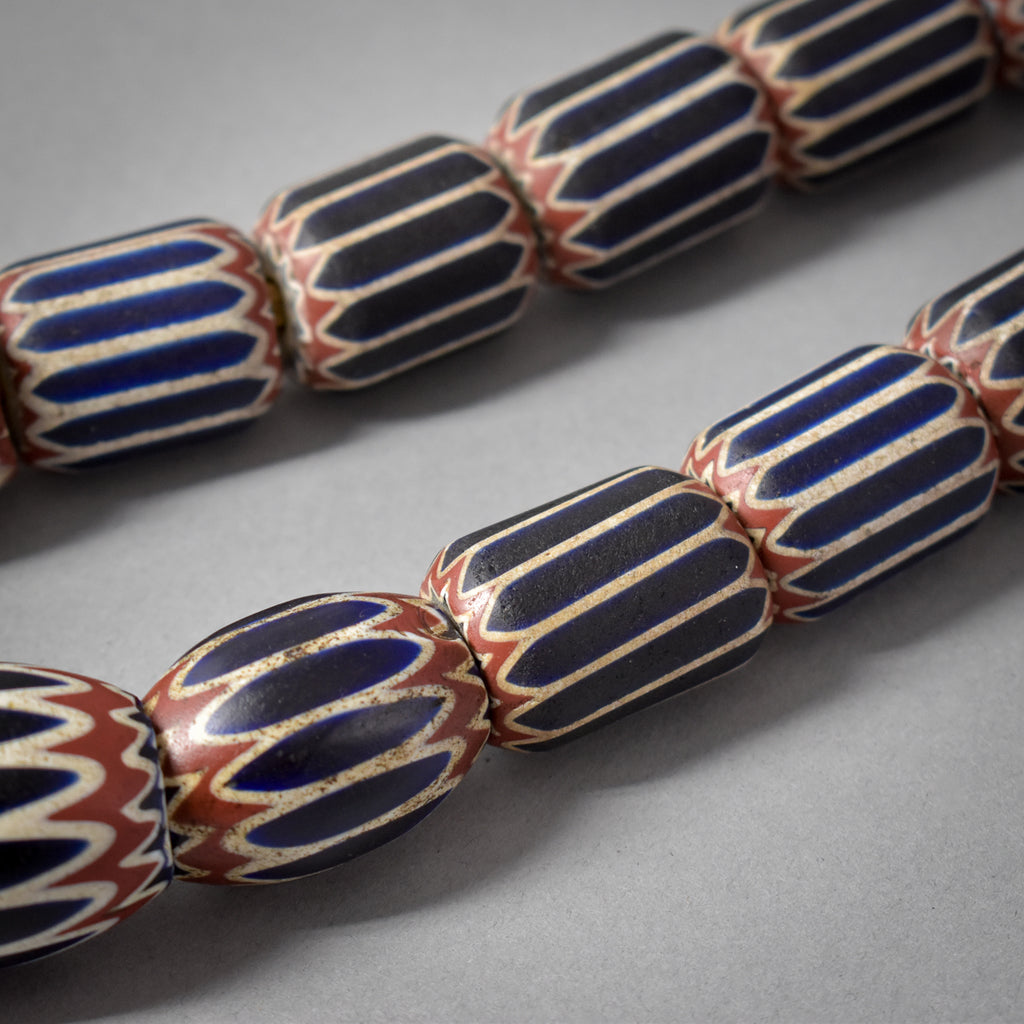 Six Layer Chevron Venetian Trade Beads 34 Inch