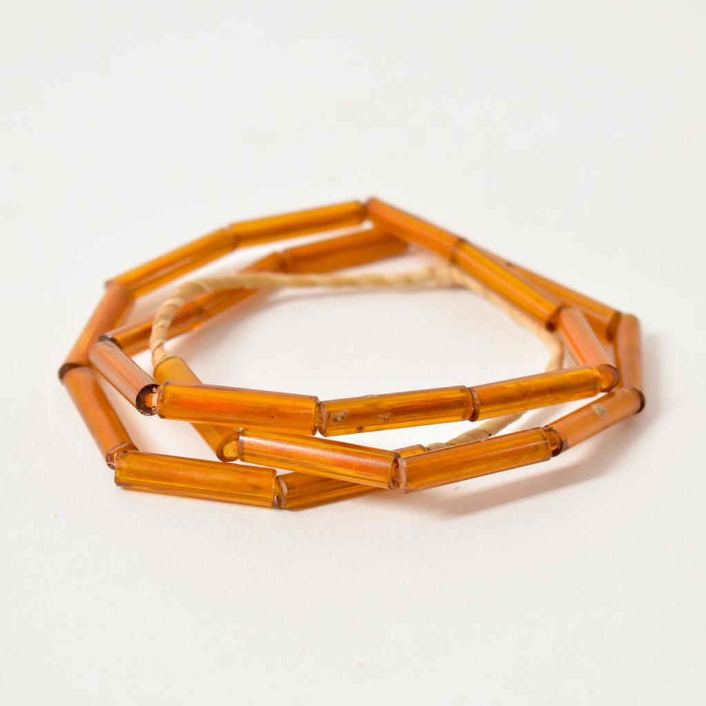 Rare Orange Translucent Bohemian Cylinder Trade Beads