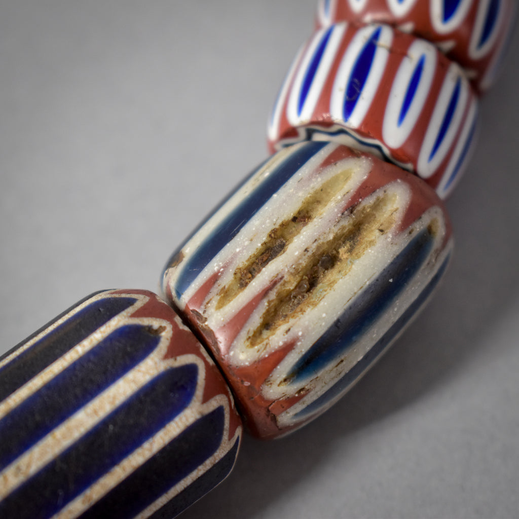 Six Layer Chevron Venetian Trade Beads 34 Inch