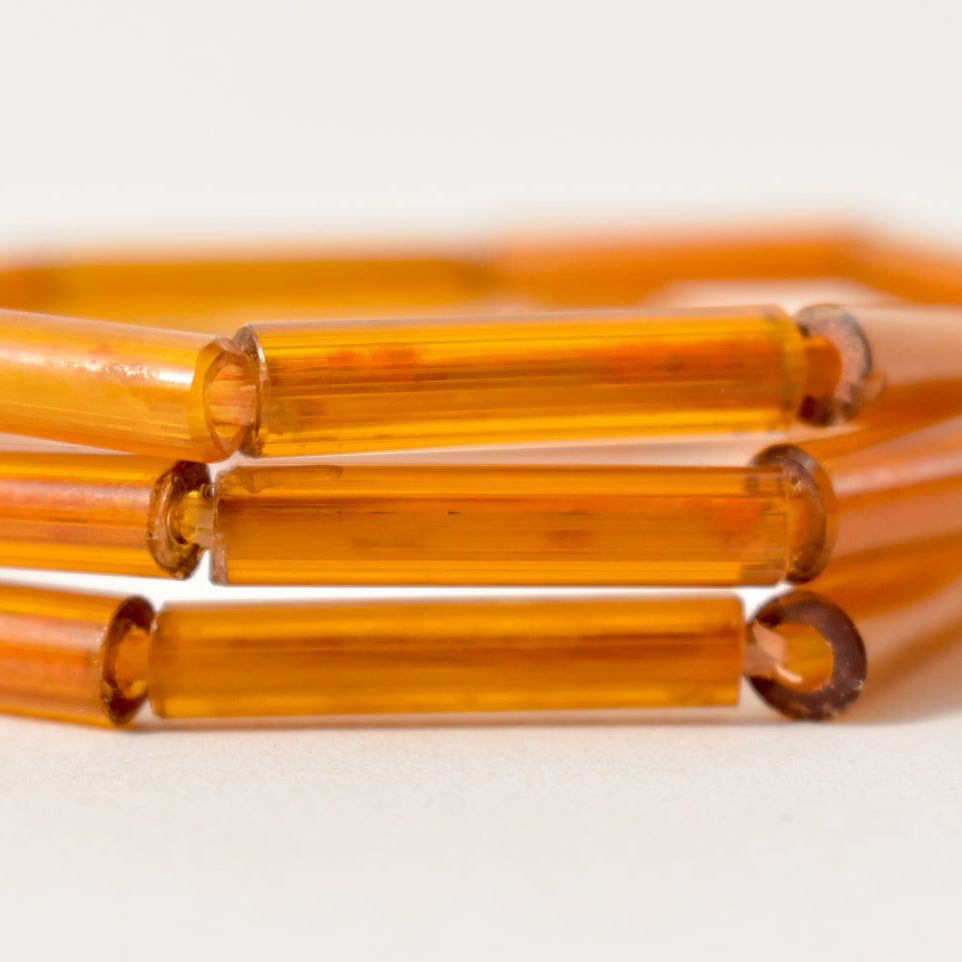Rare Orange Translucent Bohemian Cylinder Trade Beads