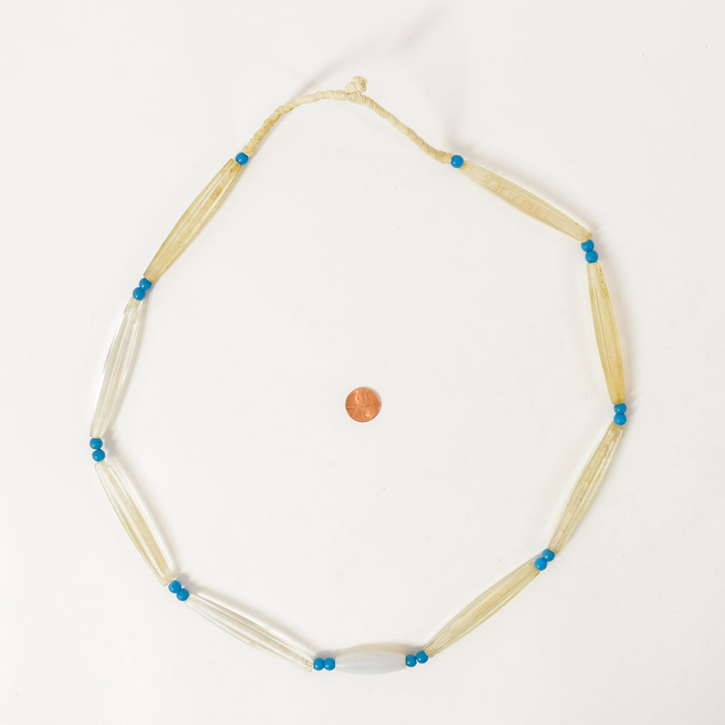 Translucent White Faceted Bohemian Trade Beads 35 Inch